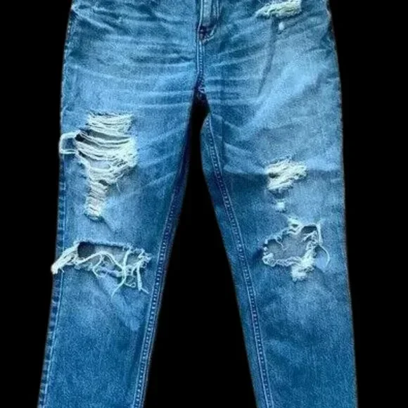 Abercrombie & Fitch Annie High Rise Girlfriend Distressed Jeans Woman's  28/6R - Picture 4 of 5